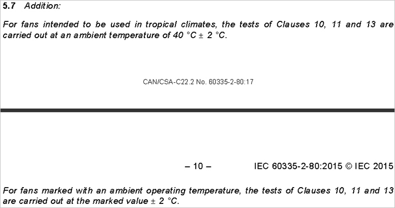 WALTEK Analysis The latest version of the fan product CSA60335-2-80 is compared with the original version CSA113